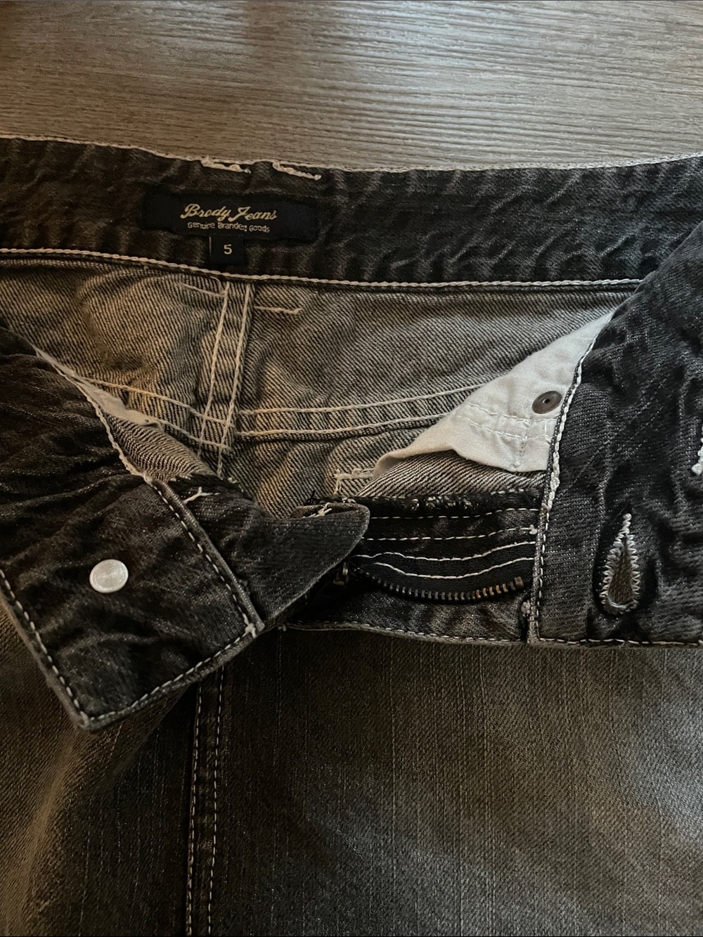 Brody Black Washed Denim Mini Skirt with Lace Trim - Picture 3 of 5